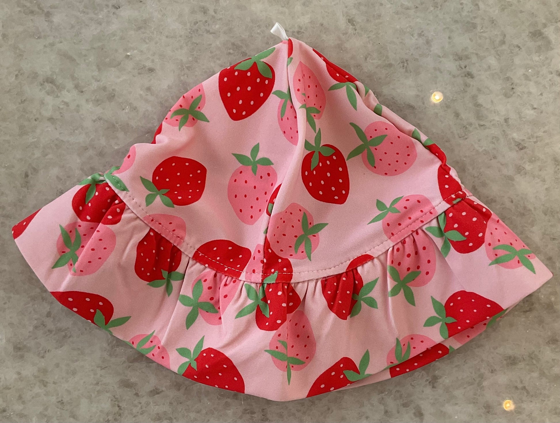 Cherry and strawberry print swimsuit with matching cap