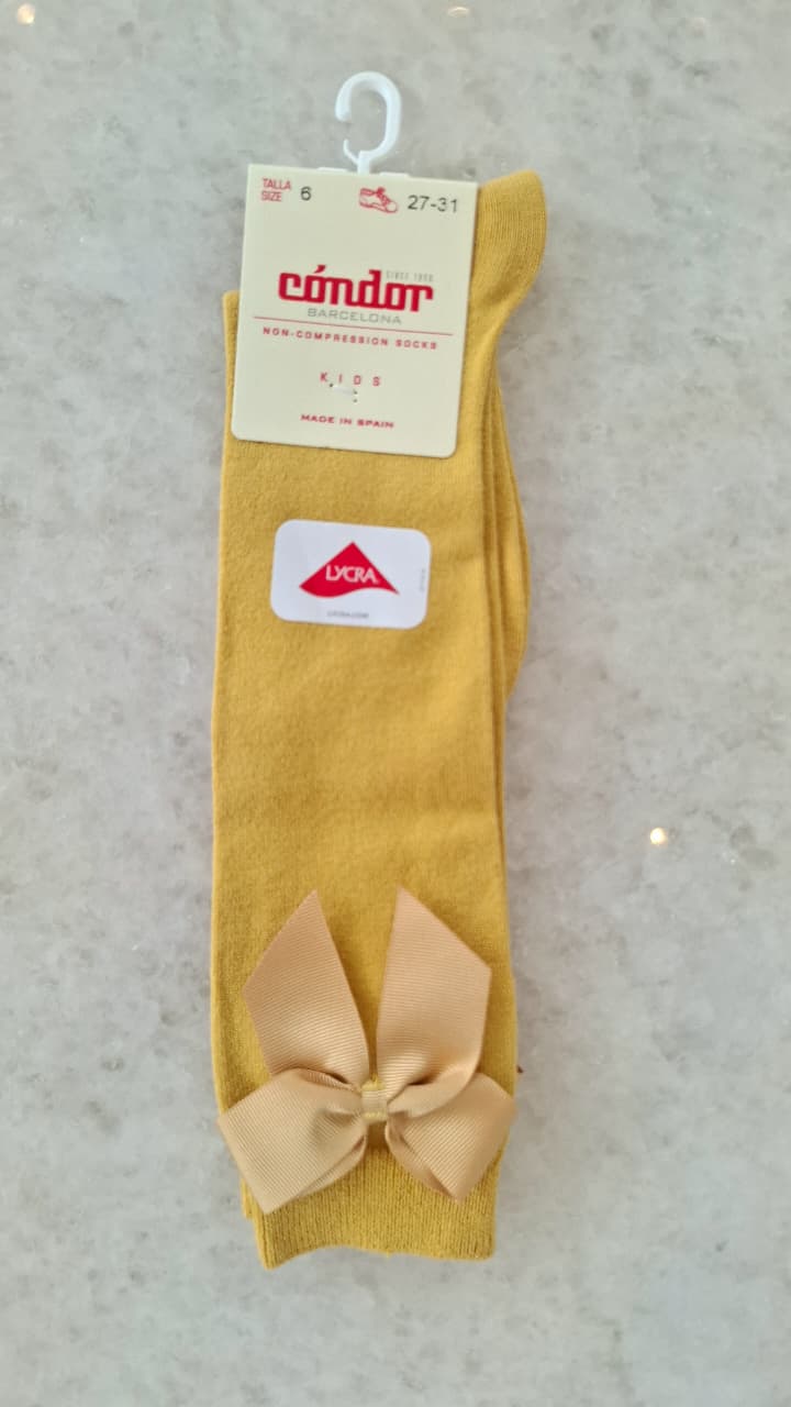 Calcetines altos algodón con lazo de terciopelo