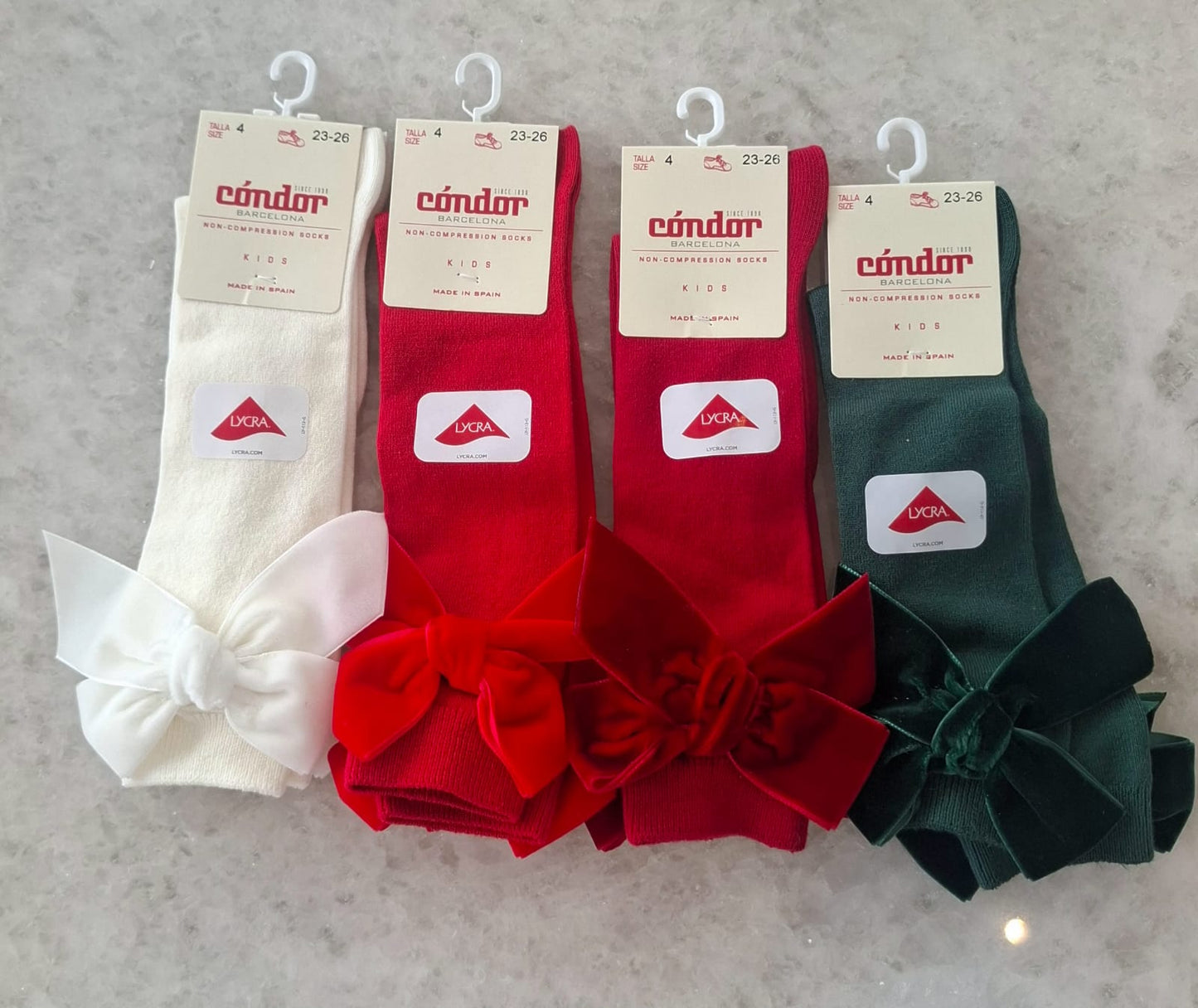 Calcetines altos algodón con lazo de terciopelo