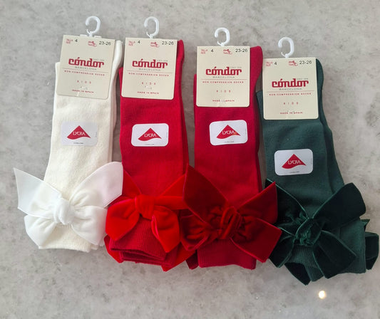 Calcetines altos algodón con lazo de terciopelo