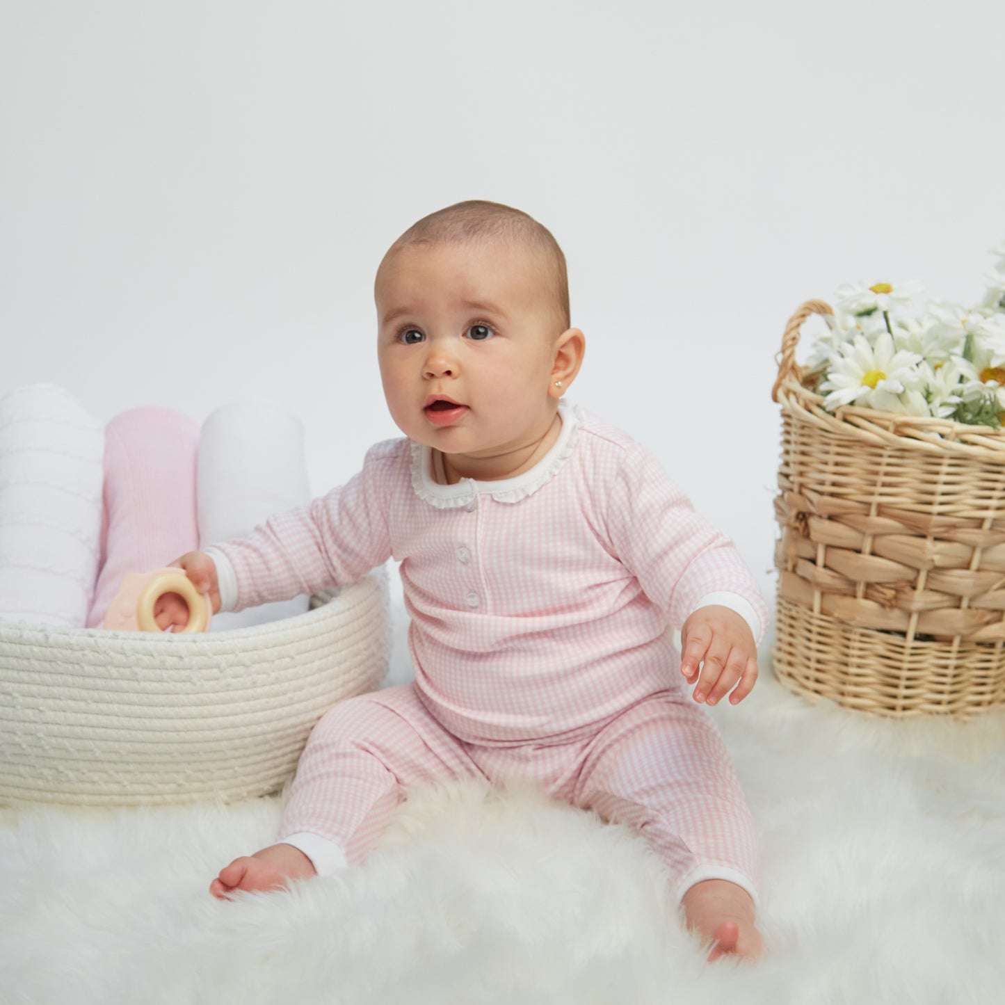 Pink Gingham Baby Pajamas
