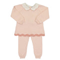 Scalloped Contrast Trim Knit Set