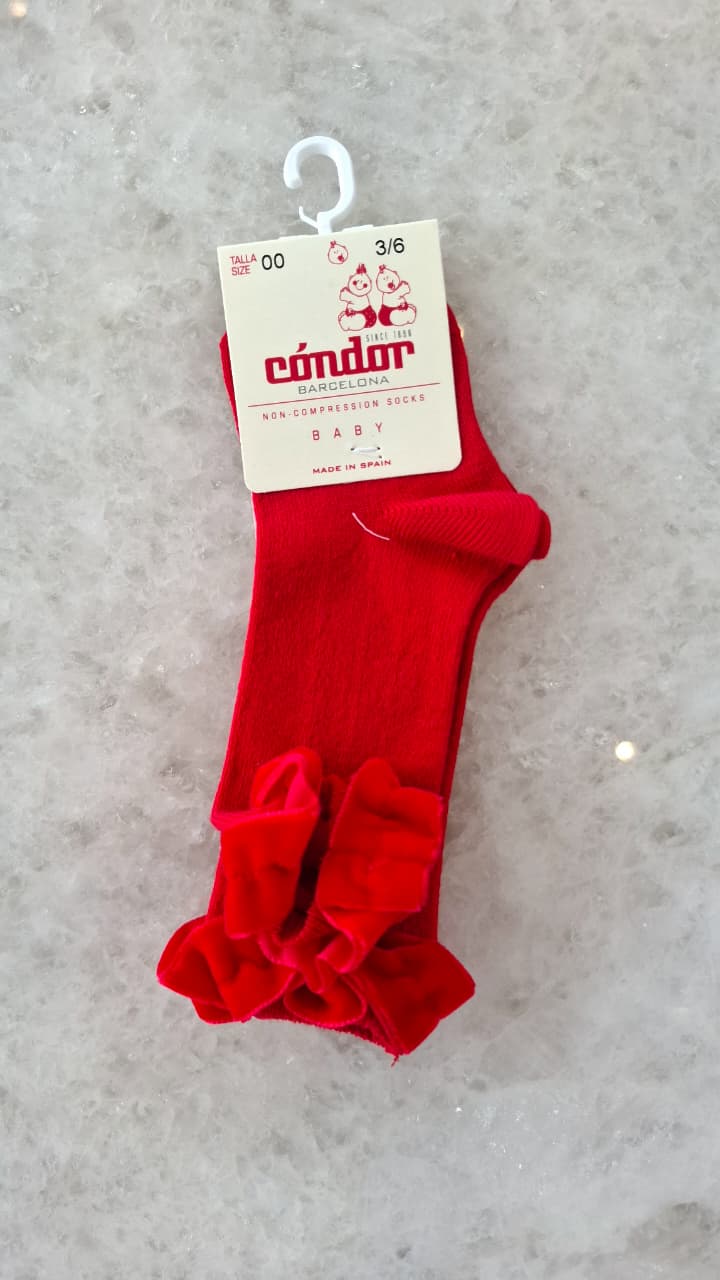 Calcetines altos cinta terciopelo fruncida en puño