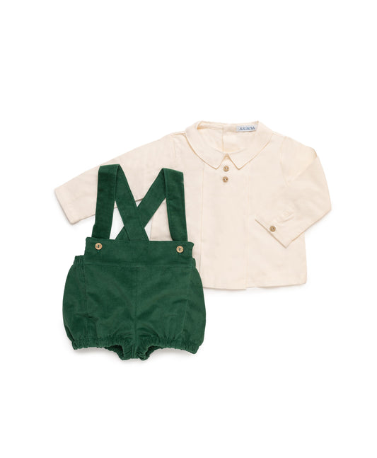 Corduroy Dungarees With Shirt