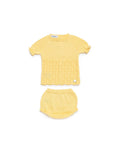 KNIT SET WITH OPENWORK, BOBBLE AND BLOOMER