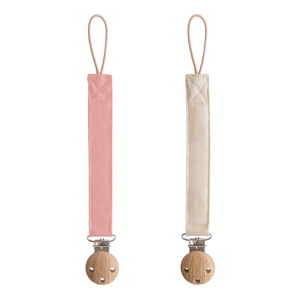 Linen Pacifier Clip 2-pack
