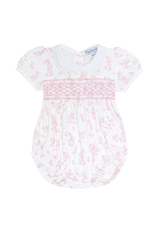 Bunny Toile Smocked Bubble