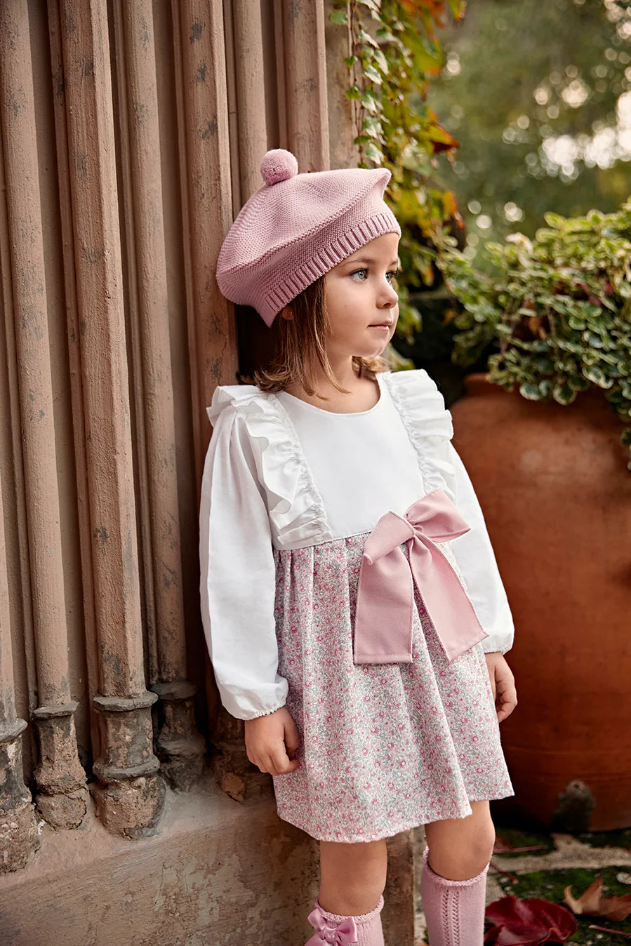 2 Ruffle Flower Fabric Dress With A Fabric Bow