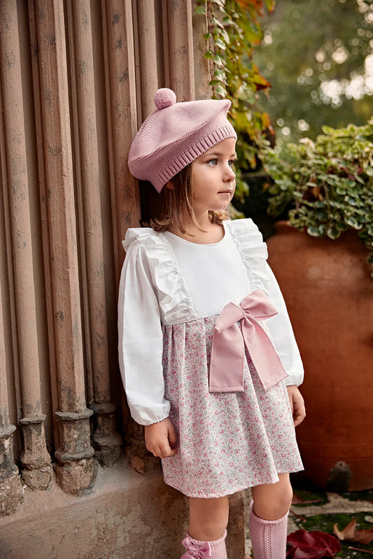 2 Ruffle Flower Fabric Dress With A Fabric Bow