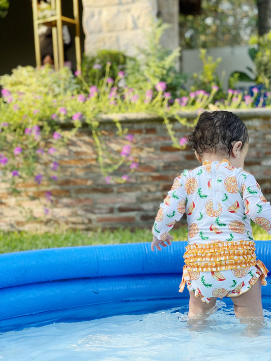 Ruffle Bottom Swimsuit - Oranges