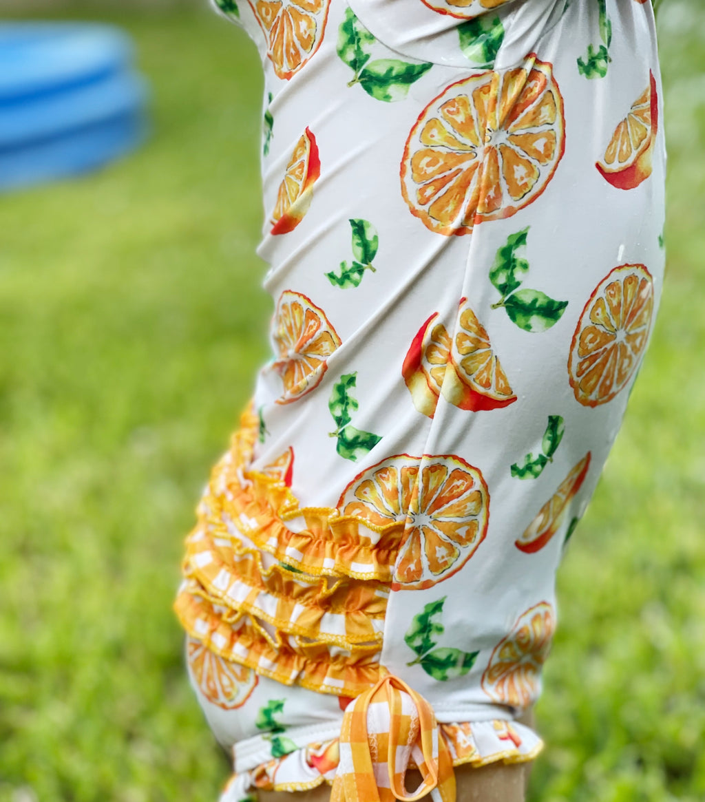 Ruffle Bottom Swimsuit - Oranges
