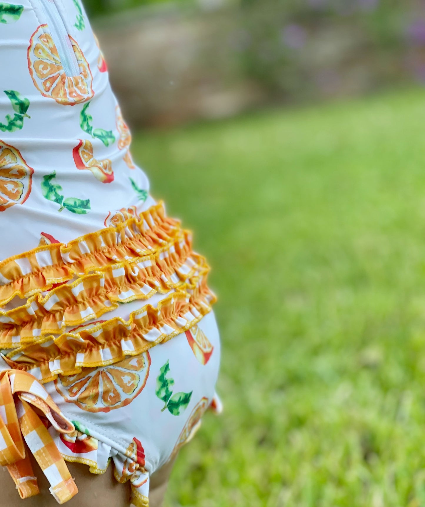 Ruffle Bottom Swimsuit - Oranges
